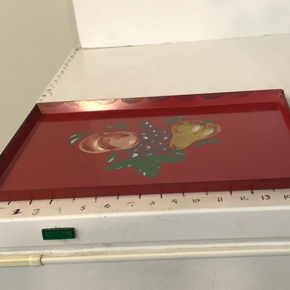 Unbranded VTG Hand Painted Red Tray Decorative Still Life Hand Painting Fruit - Picture 12 of 16